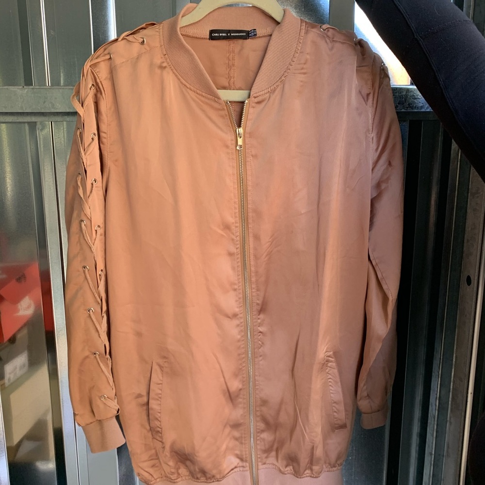 Carli Bybel x Missguided Silk Lace Up Jacket SZ 6